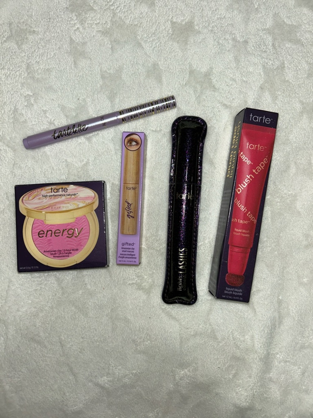 Tarte — Blush, two Mascaras, Liquid Blush, and quick stick